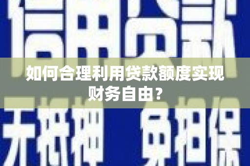 岱岳如何合理利用贷款额度实现财务自由？