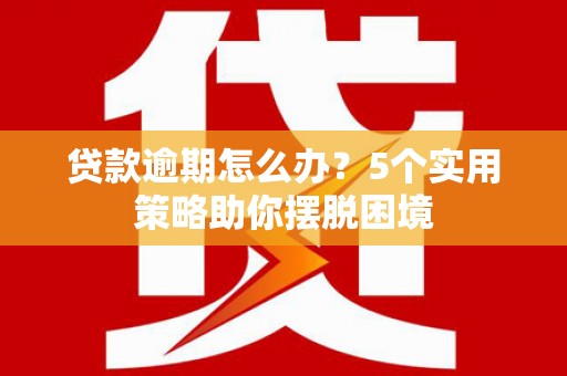 武侯贷款逾期怎么办？5个实用策略助你摆脱困境